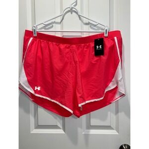 NWT Under Armour Womens Fly By 2.0 Running Shorts Pink White 1350196 3XL